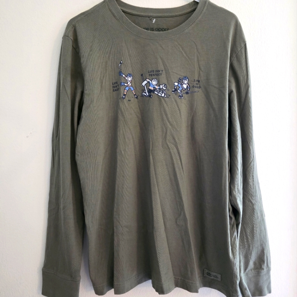 Life Is Good Graphic Hockey Long Sleeve‎ Shirt Life Isn't Easy Crusher Tee